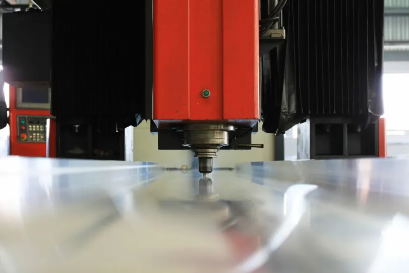 Friction stir welding spindle on an aluminum plate
